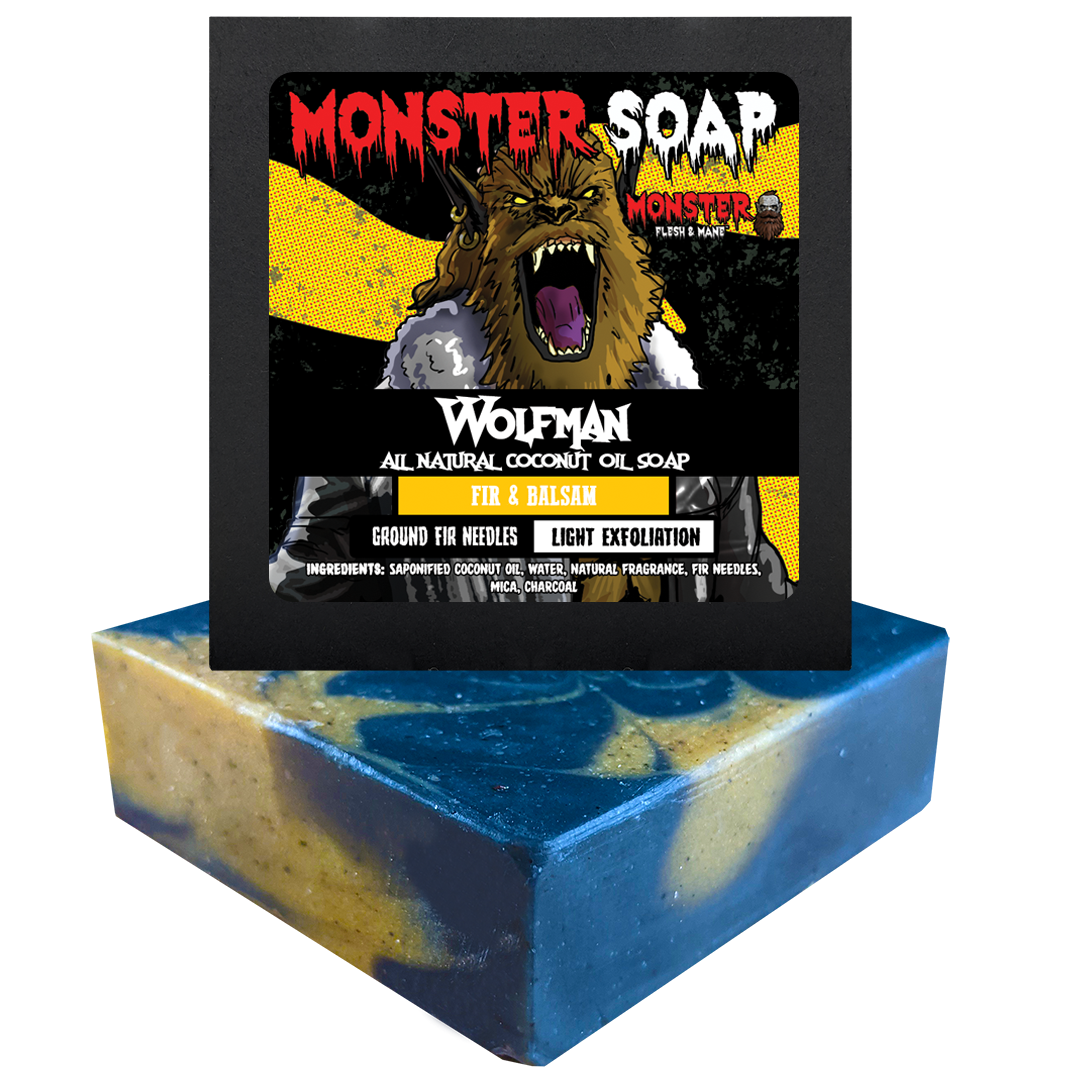 Wolfman Soap Bar by MONSTER Flesh & Mane - Fir & Balsam Scented Coconut oil Soap