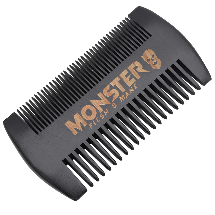 MONSTER Black Wooden Beard and Mustache Comb