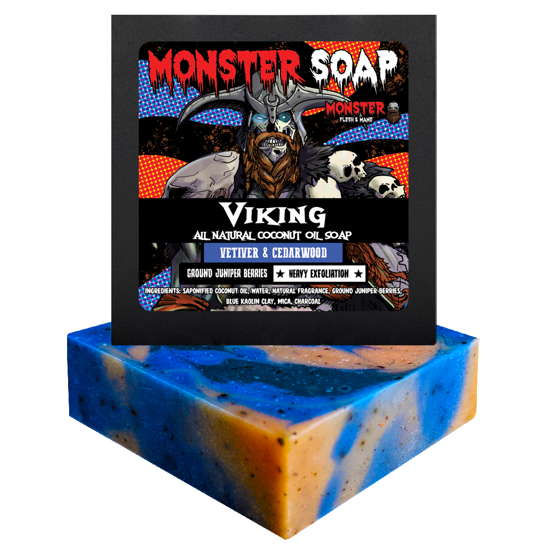 Viking Soap by MONSTER - Vetiver & Cedarwood Scented coconut oil soap with juniper berries. Heavy exfoliation.
